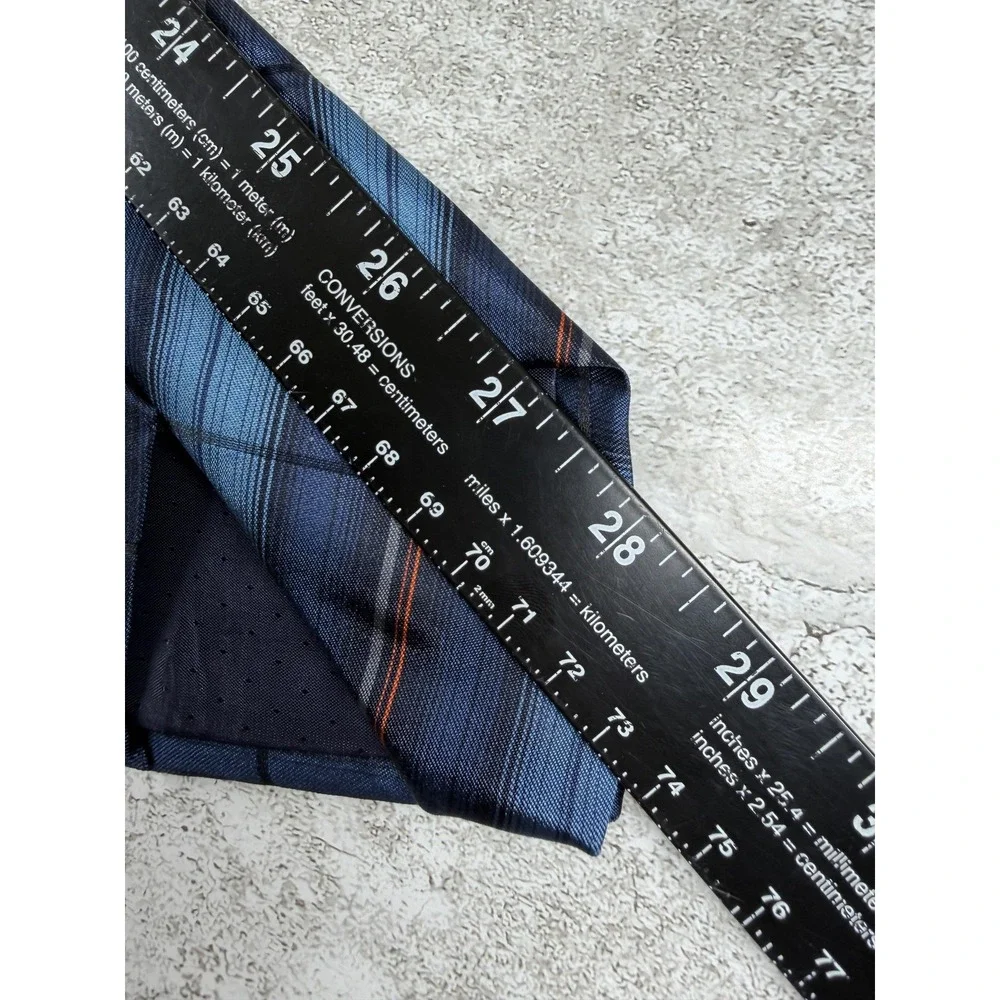 ZARA Tie Mens One Size Blue Pointed Plaids & Checks Classic Width Logo